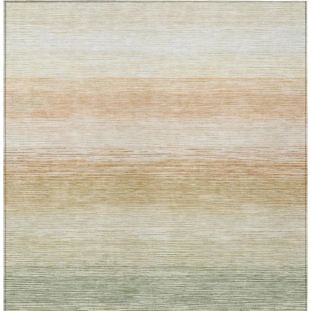 8' X 10' Green And Linen Striped Washable Indoor Outdoor Area Rug Homeroots Outdoor