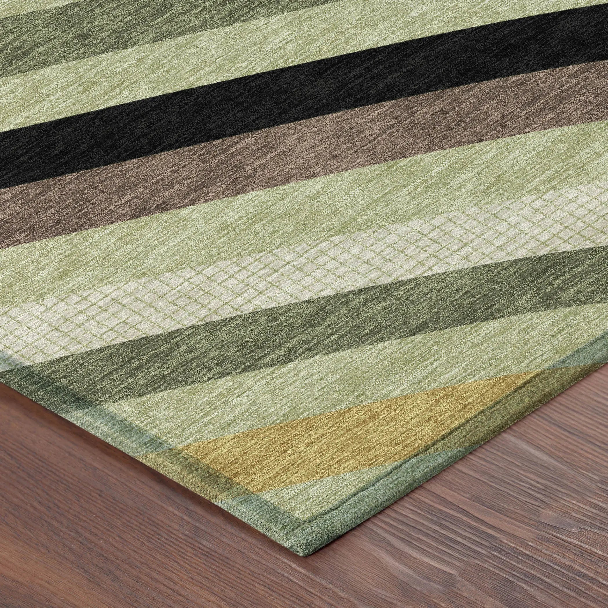 8' X 10' Green And Olive Green Abstract Washable Indoor Outdoor Area Rug Homeroots Outdoor