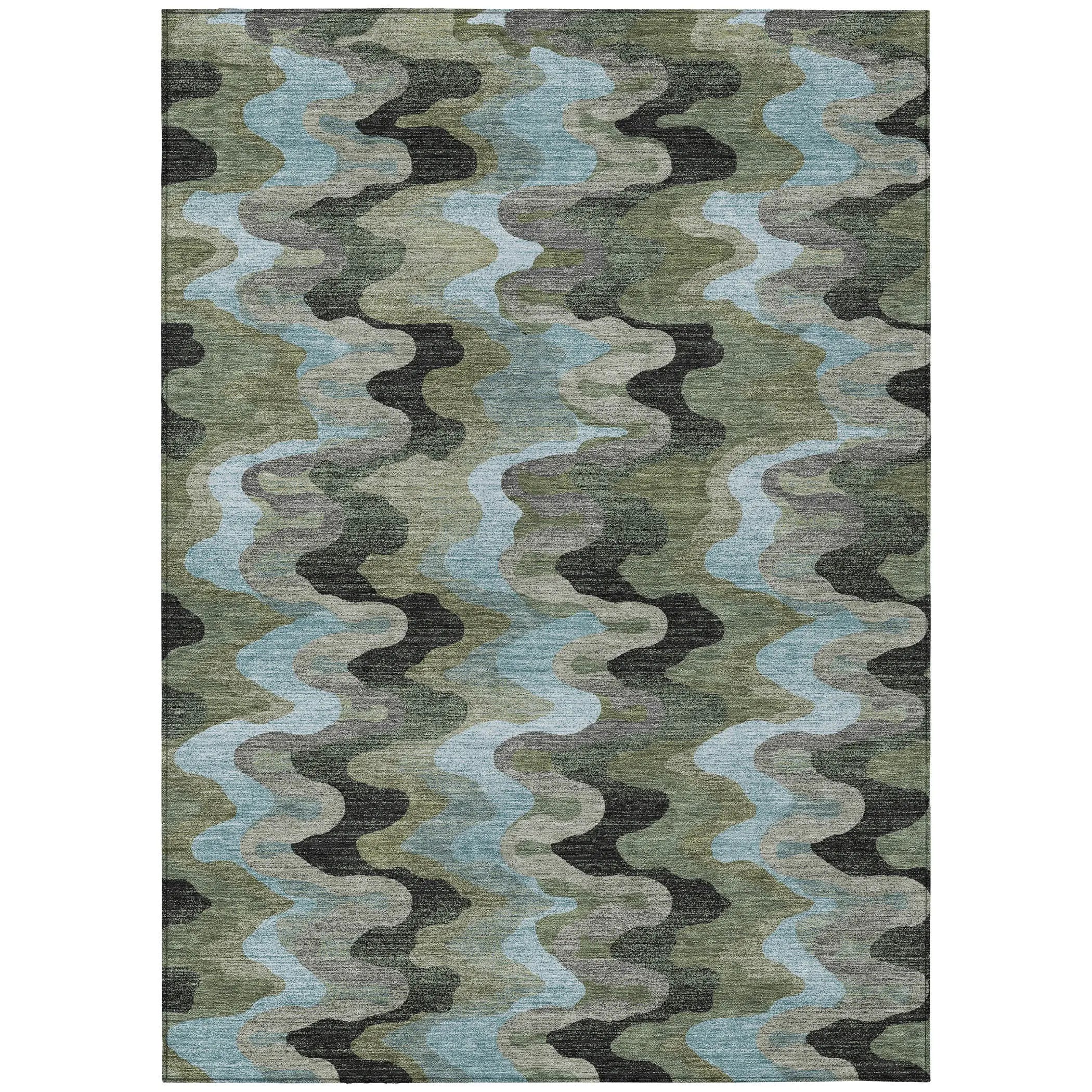 8' X 10' Green And Olive Green Abstract Washable Indoor Outdoor Area Rug Homeroots Outdoor