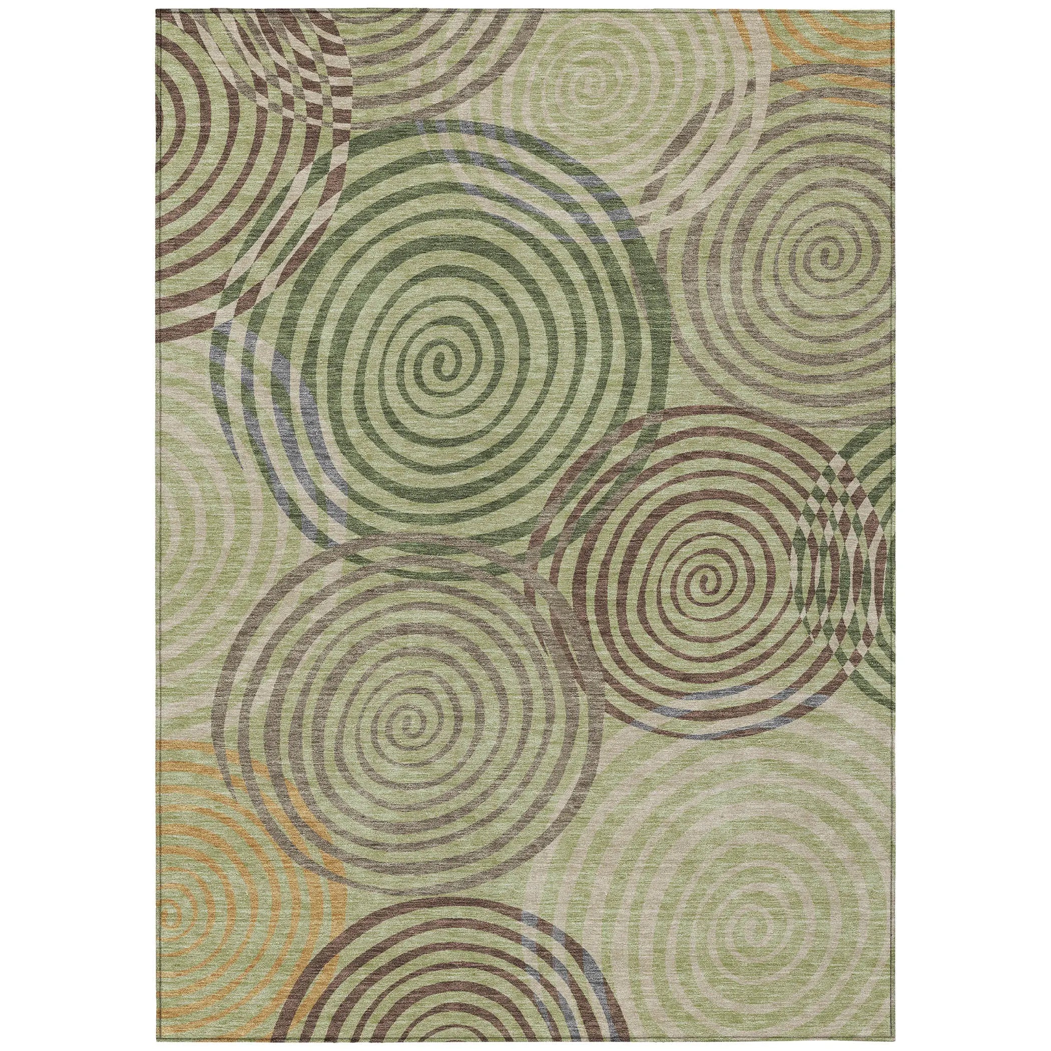 8' X 10' Green And Olive Green Geometric Washable Indoor Outdoor Area Rug Homeroots Outdoor