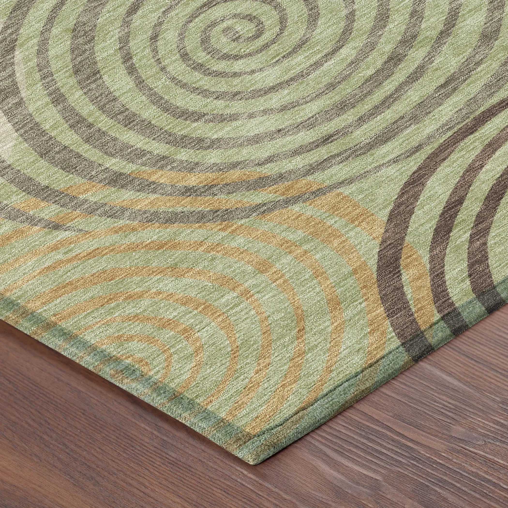 8' X 10' Green And Olive Green Geometric Washable Indoor Outdoor Area Rug Homeroots Outdoor