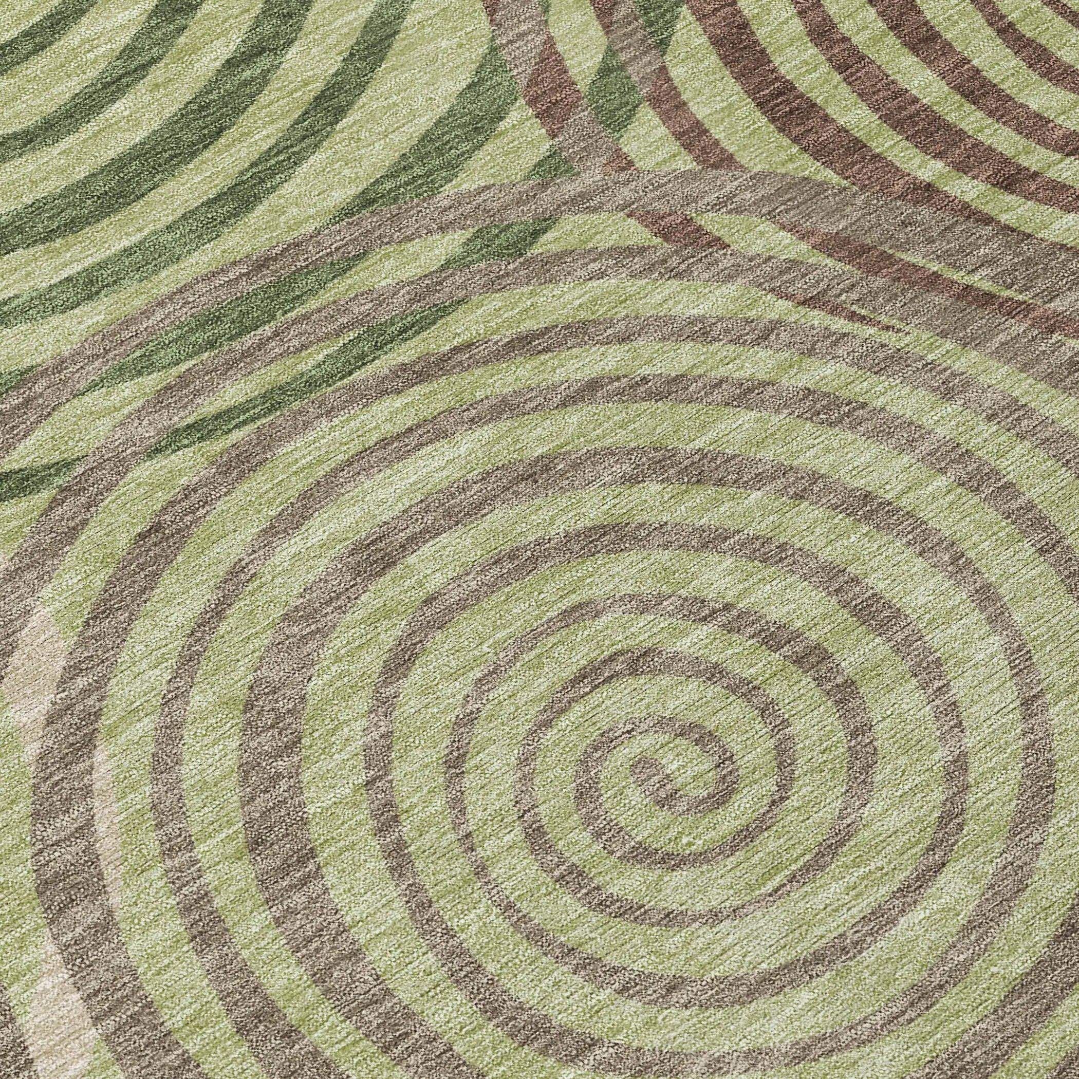 8' X 10' Green And Olive Green Geometric Washable Indoor Outdoor Area Rug Homeroots Outdoor