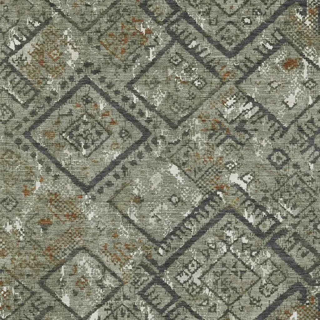 8' X 10' Green And Orange Geometric Washable Indoor Outdoor Area Rug Homeroots Outdoor