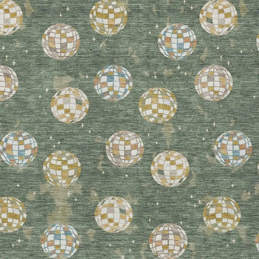 8' X 10' Green And Pearl Geometric Washable Indoor Outdoor Area Rug Homeroots Outdoor