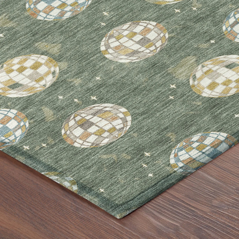 8' X 10' Green And Pearl Geometric Washable Indoor Outdoor Area Rug Homeroots Outdoor