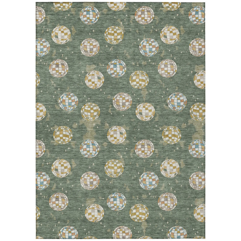 8' X 10' Green And Pearl Geometric Washable Indoor Outdoor Area Rug Homeroots Outdoor