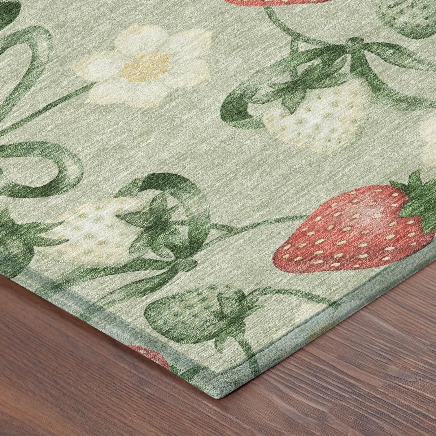 8' X 10' Green And Red Floral Washable Indoor Outdoor Area Rug Homeroots Outdoor