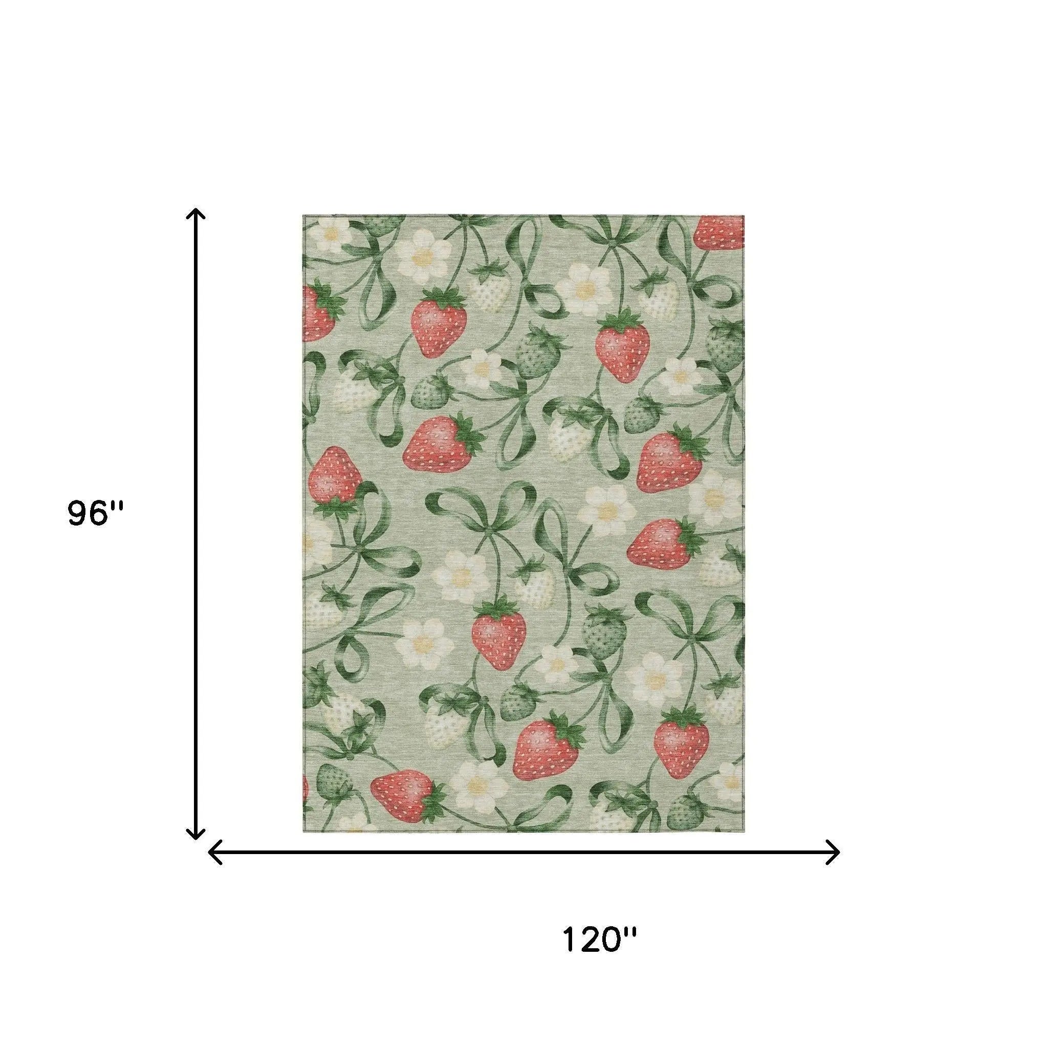 8' X 10' Green And Red Floral Washable Indoor Outdoor Area Rug Homeroots Outdoor