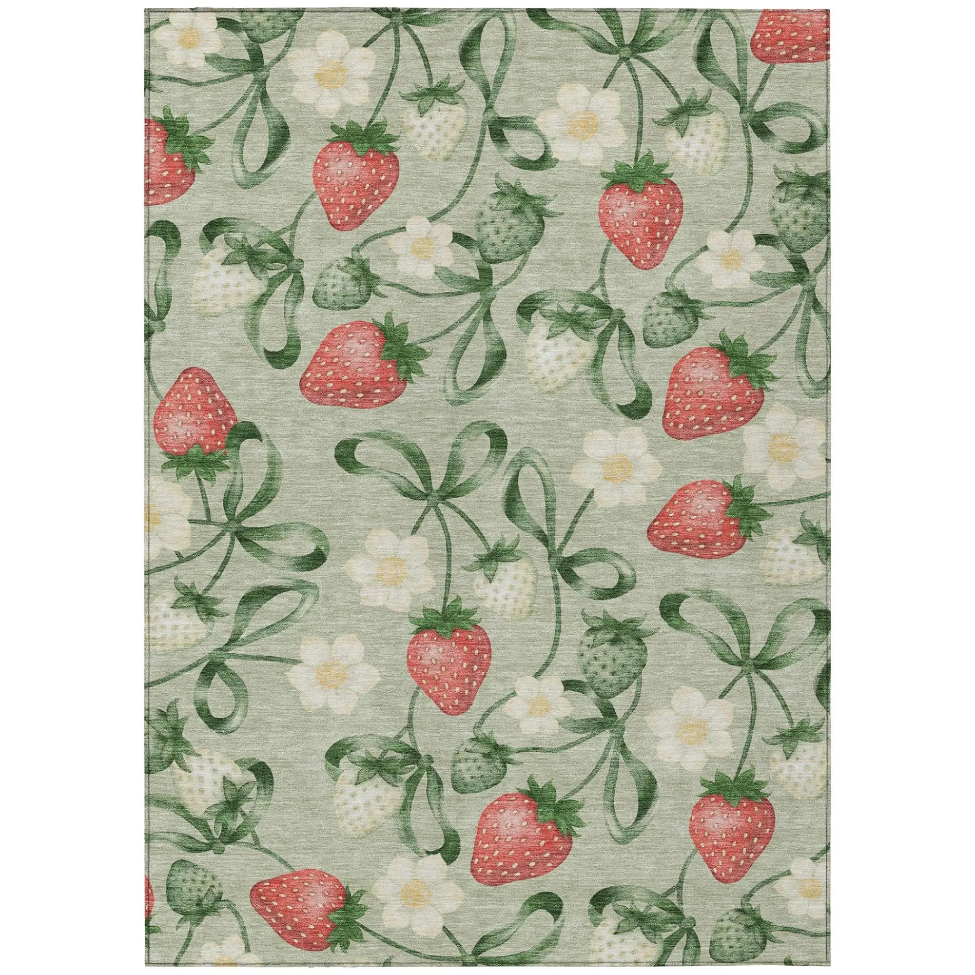 8' X 10' Green And Red Floral Washable Indoor Outdoor Area Rug Homeroots Outdoor