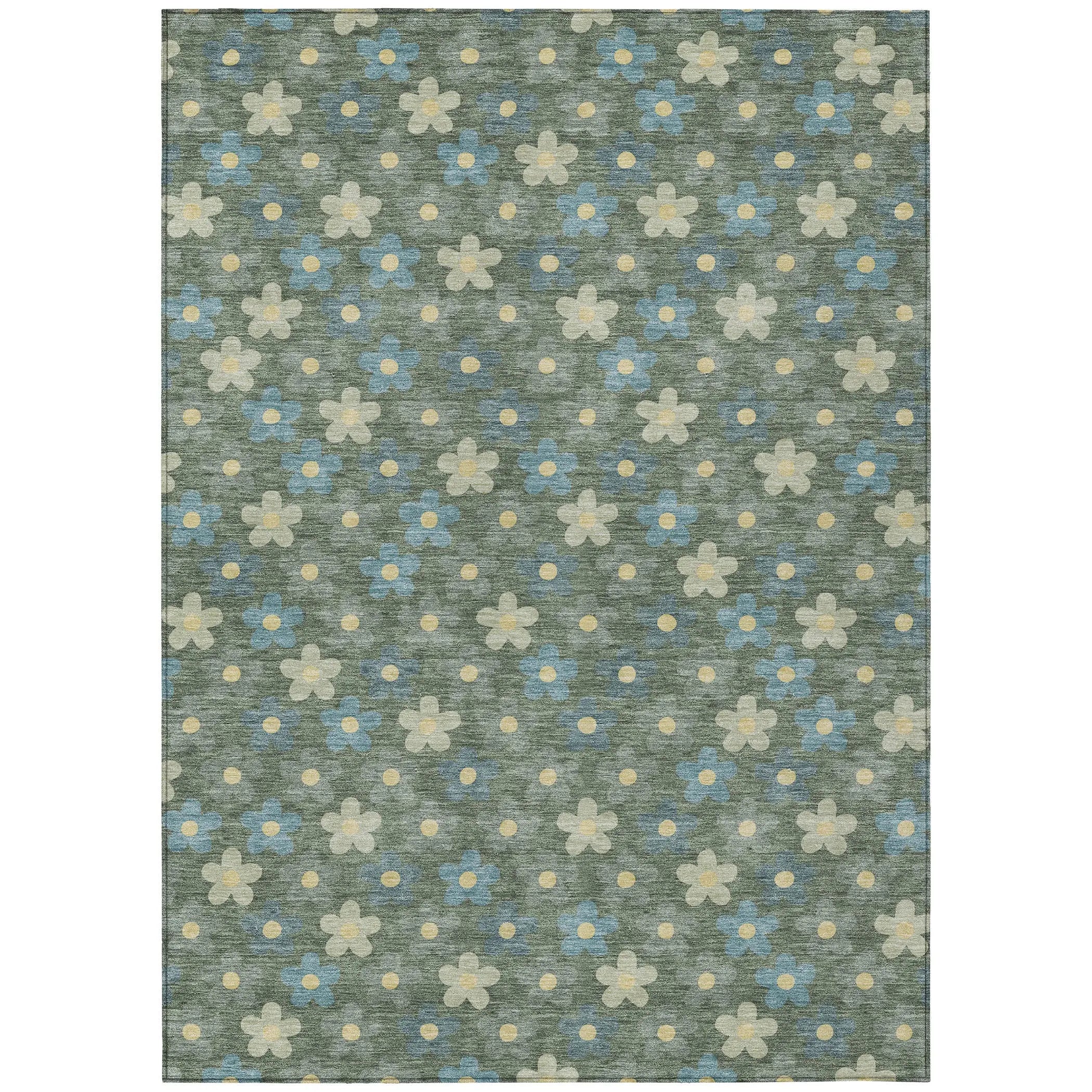 8' X 10' Green And Sage Floral Washable Indoor Outdoor Area Rug Homeroots Outdoor