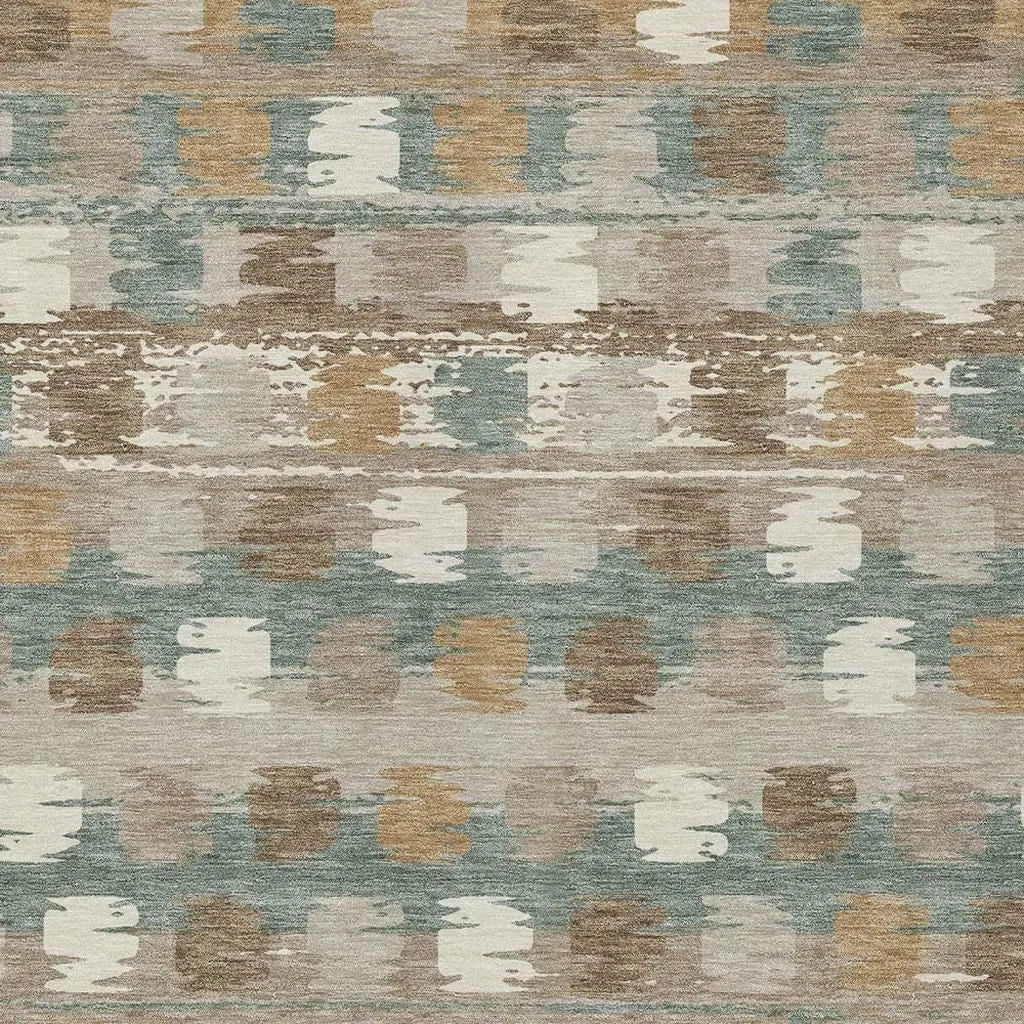 8' X 10' Green And Silver Abstract Washable Indoor Outdoor Area Rug Homeroots Outdoor