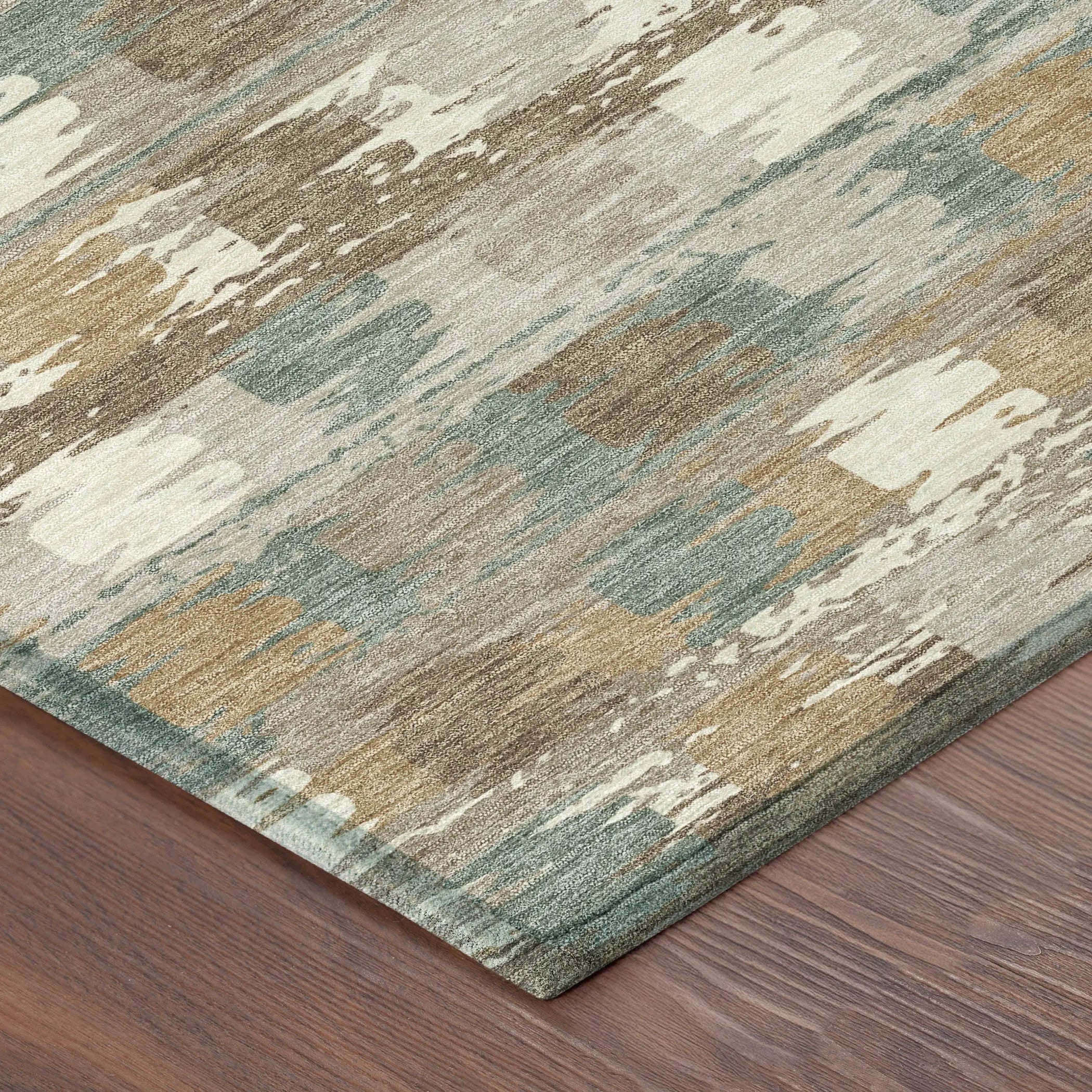 8' X 10' Green And Silver Abstract Washable Indoor Outdoor Area Rug Homeroots Outdoor