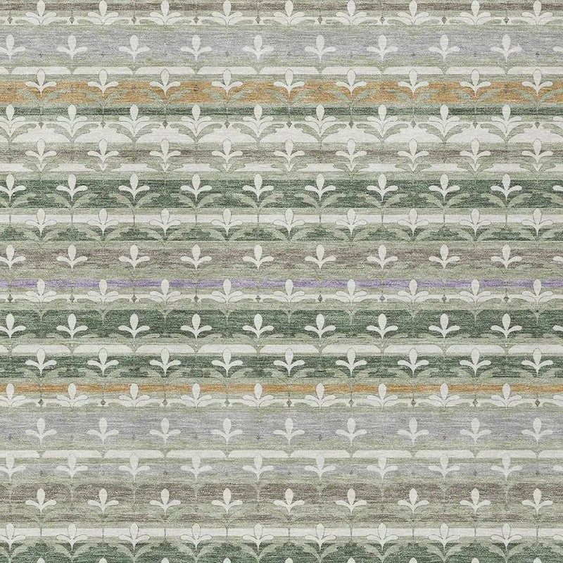 8' X 10' Green And Silver Damask Washable Indoor Outdoor Area Rug Homeroots Outdoor