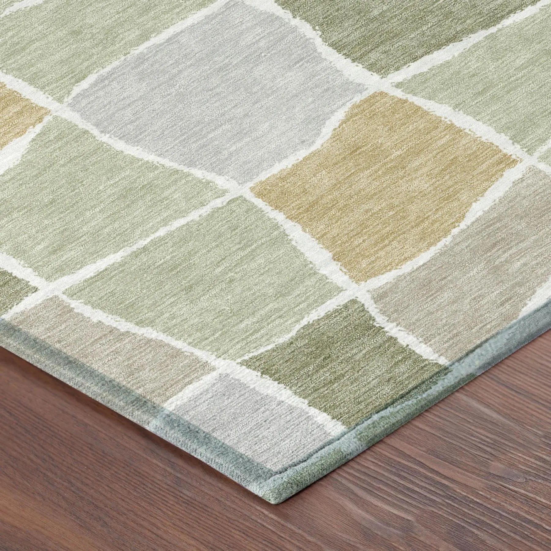 8' X 10' Green And Silver Geometric Washable Indoor Outdoor Area Rug Homeroots Outdoor