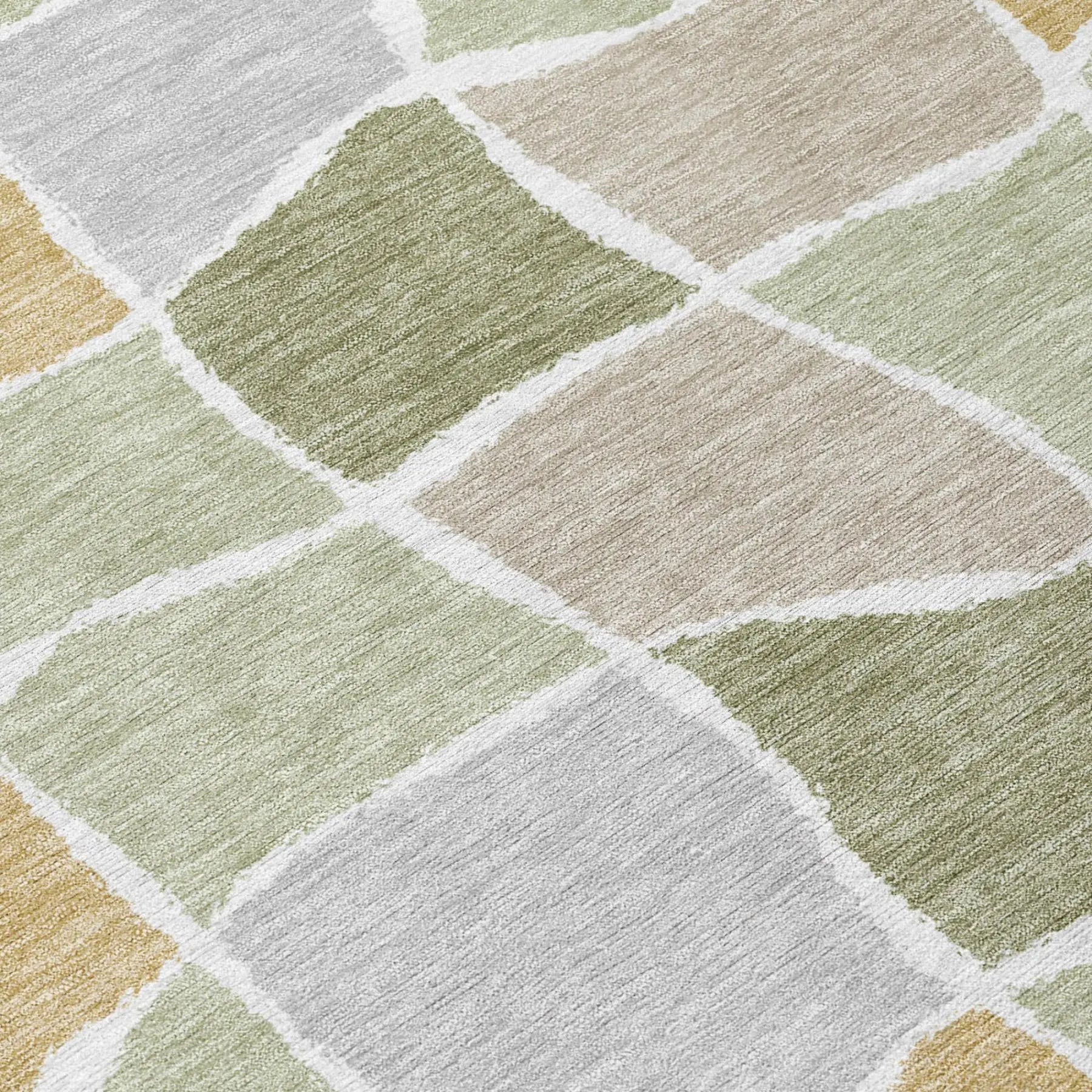 8' X 10' Green And Silver Geometric Washable Indoor Outdoor Area Rug Homeroots Outdoor
