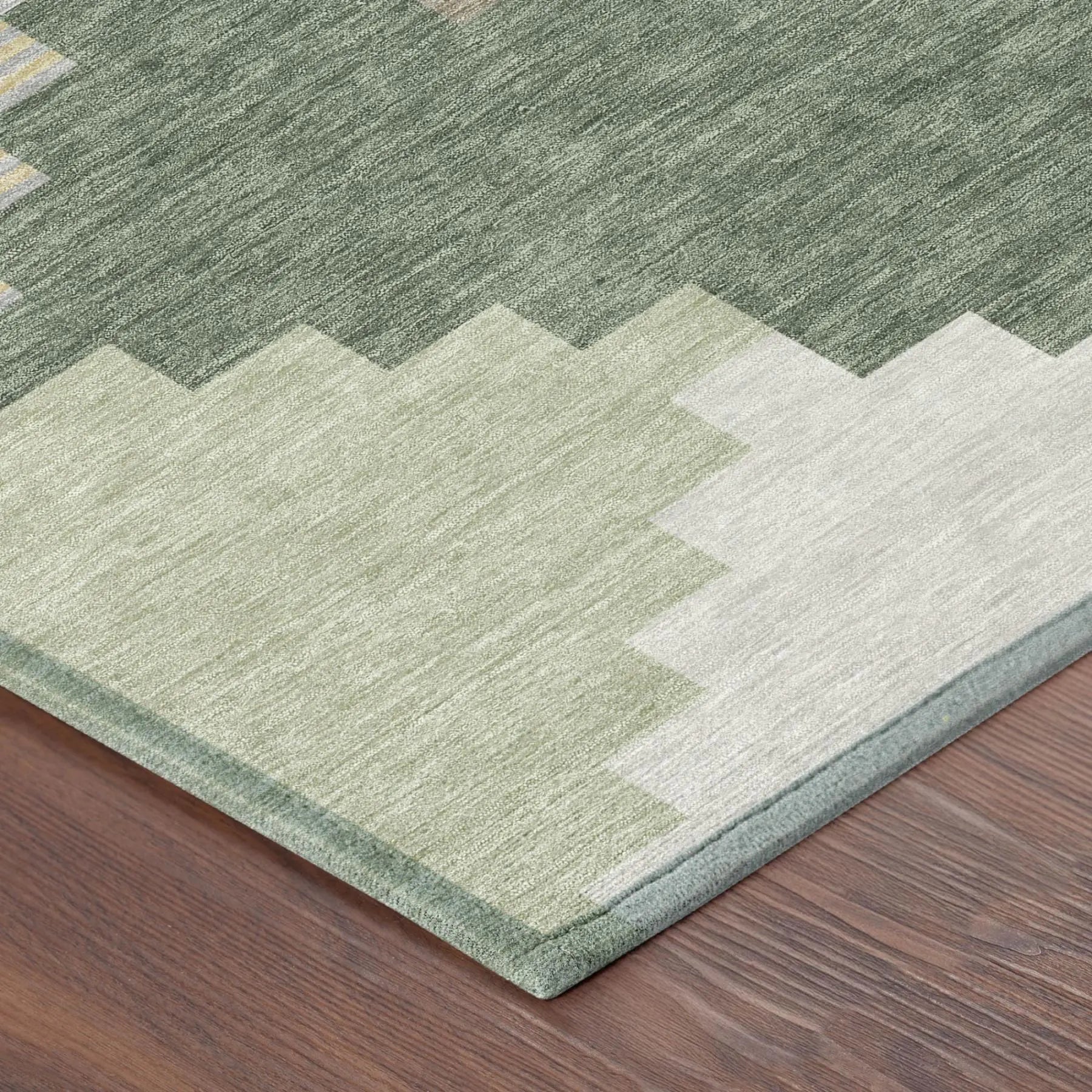8' X 10' Green And Silver Geometric Washable Indoor Outdoor Area Rug Homeroots Outdoor