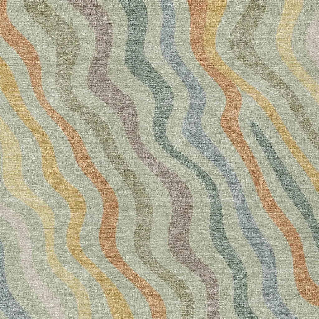 8' X 10' Green And Taupe Abstract Washable Indoor Outdoor Area Rug Homeroots Outdoor