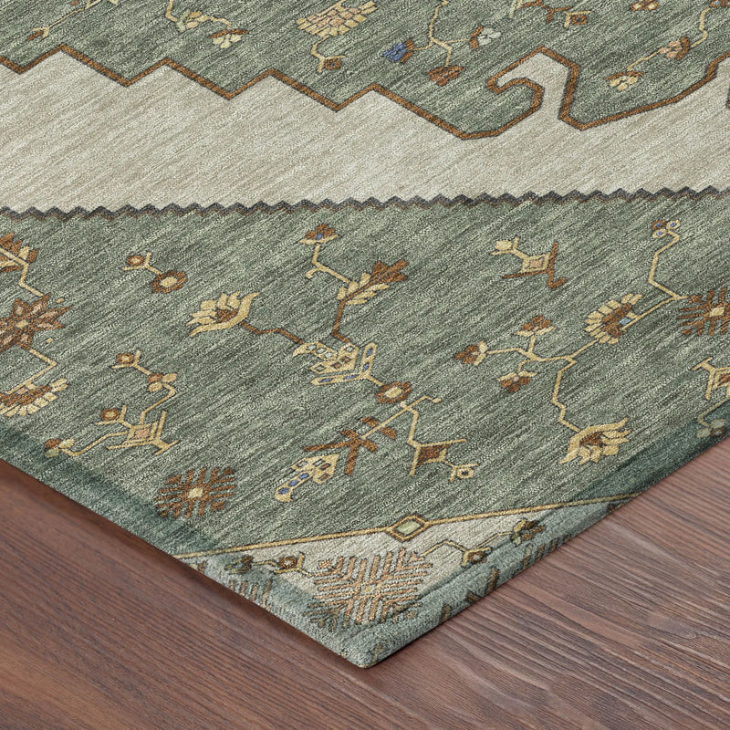 8' X 10' Green And Taupe Geometric Washable Indoor Outdoor Area Rug Homeroots Outdoor