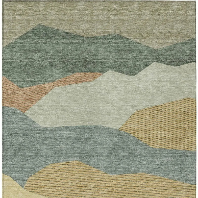 8' X 10' Green And Taupe Geometric Washable Indoor Outdoor Area Rug Homeroots Outdoor