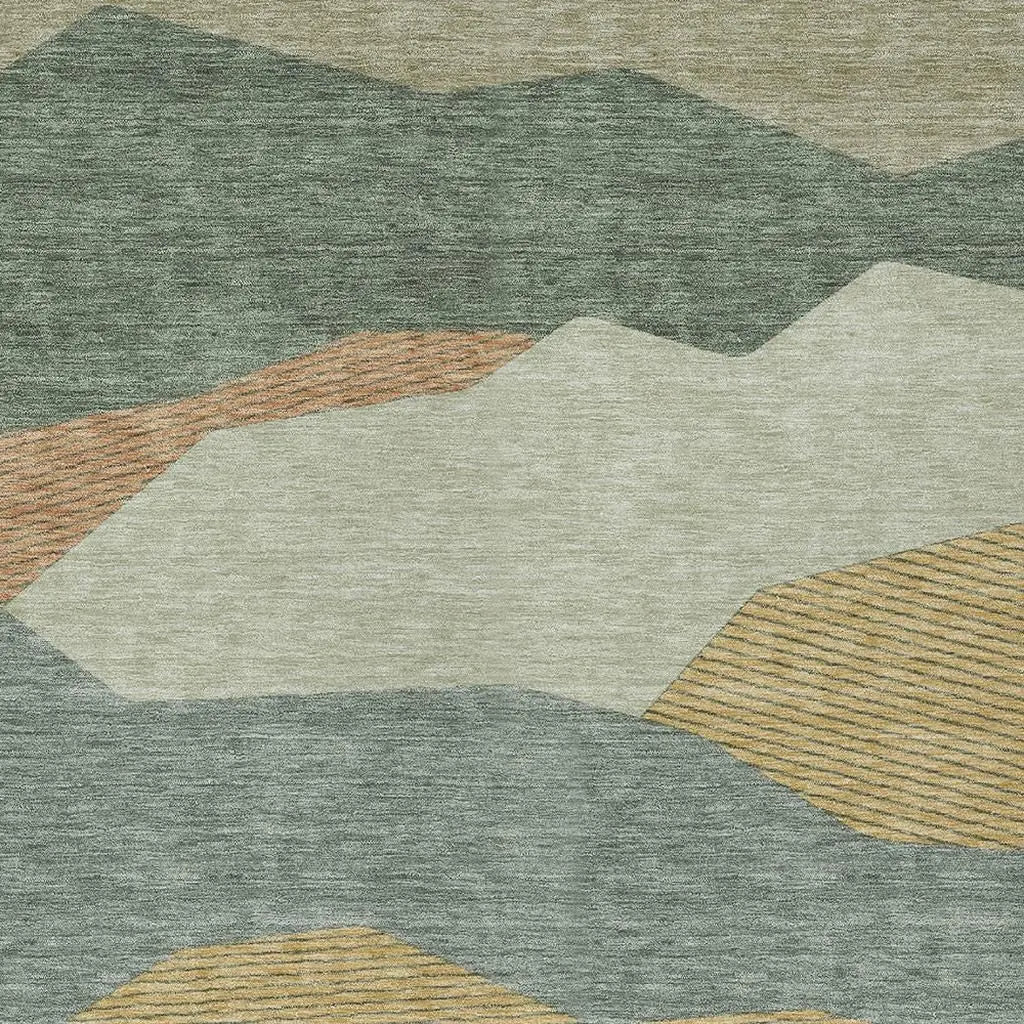 8' X 10' Green And Taupe Geometric Washable Indoor Outdoor Area Rug Homeroots Outdoor