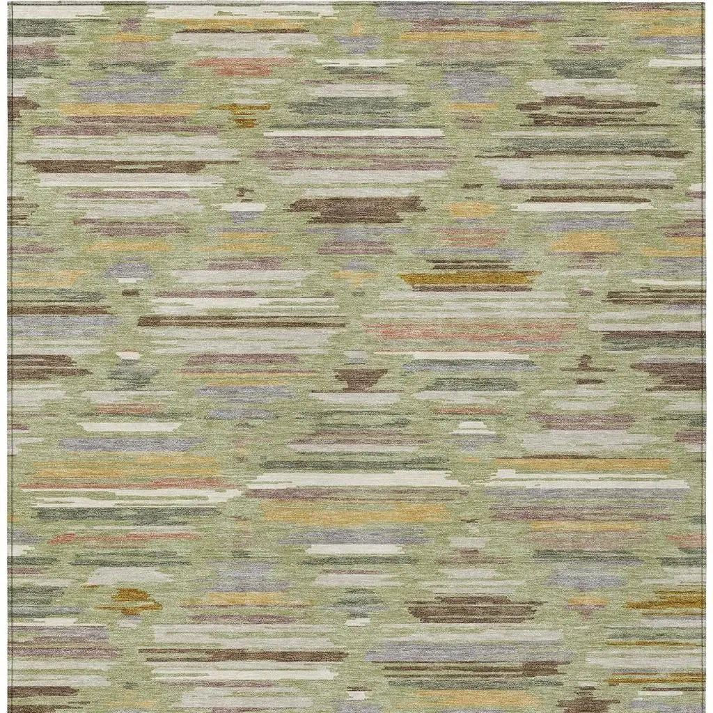 8' X 10' Green And Taupe Southwestern Washable Indoor Outdoor Area Rug Homeroots Outdoor