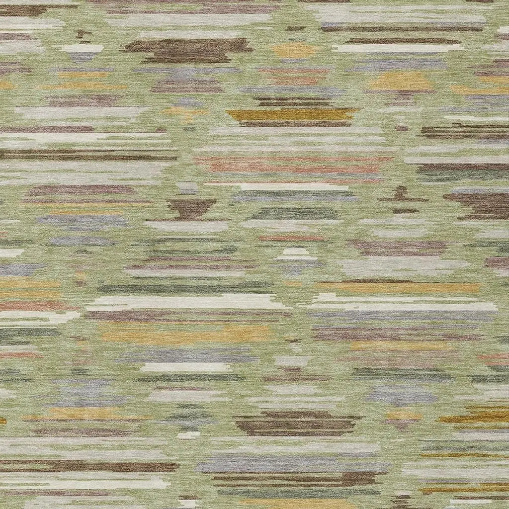 8' X 10' Green And Taupe Southwestern Washable Indoor Outdoor Area Rug Homeroots Outdoor