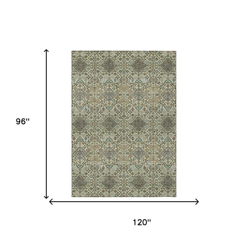 8' X 10' Green And Teal Blue Geometric Washable Indoor Outdoor Area Rug Homeroots Outdoor