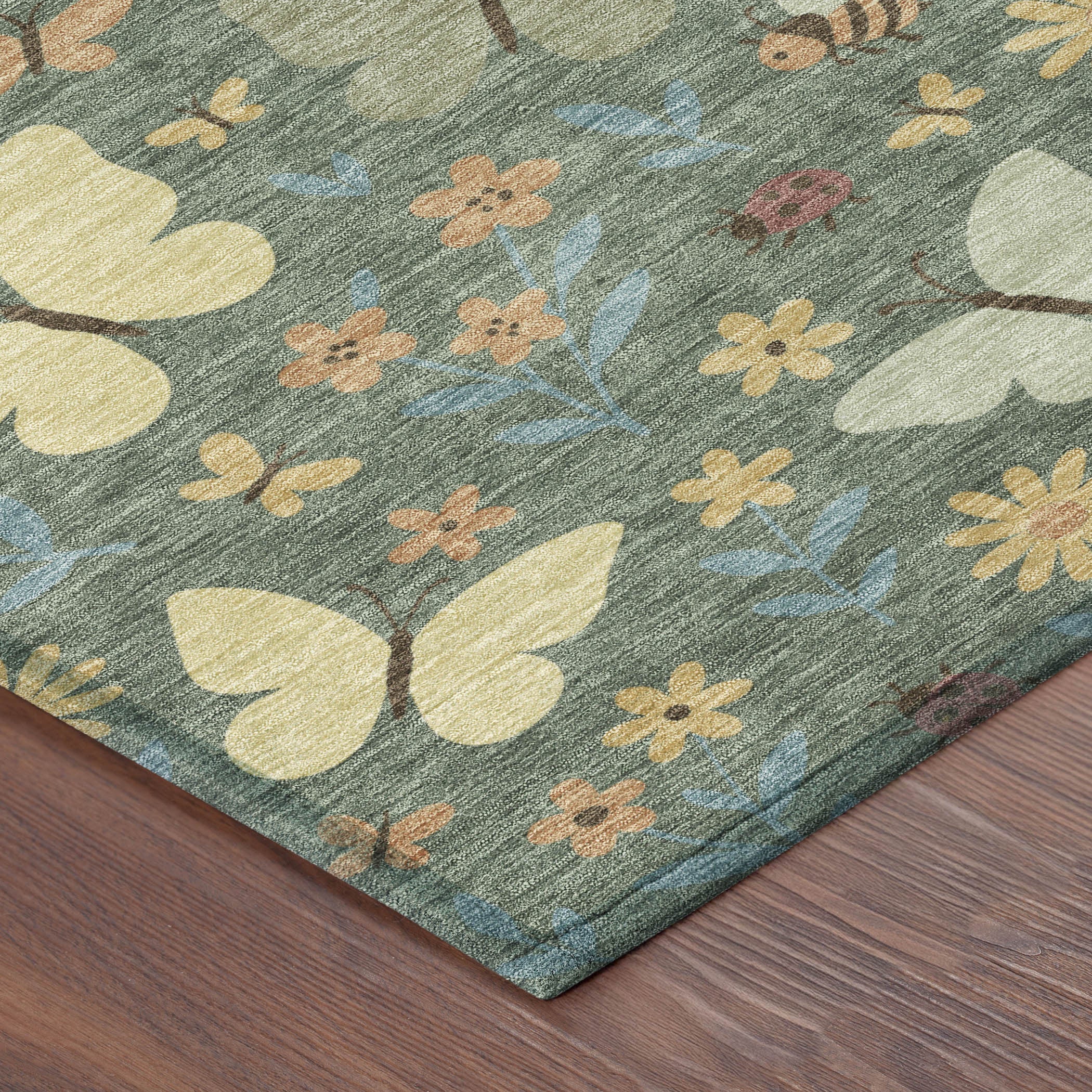 8' X 10' Green And Wheat Abstract Washable Indoor Outdoor Area Rug Homeroots Outdoor