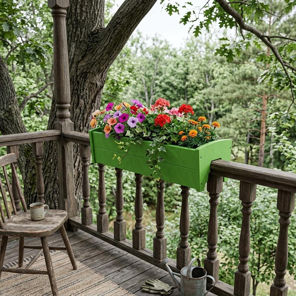 8" X 10" Green Heavy Duty Plastic Rectangular Railing Planter Homeroots Outdoor