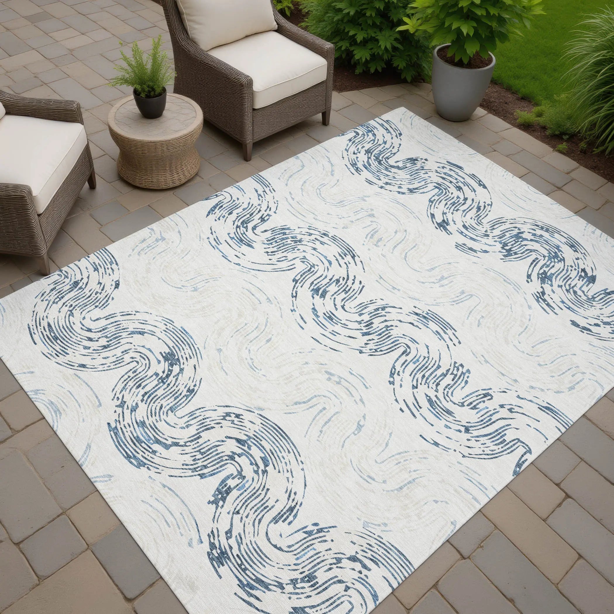 8' X 10' Ivory And Beige Abstract Washable Indoor Outdoor Area Rug Homeroots Outdoor
