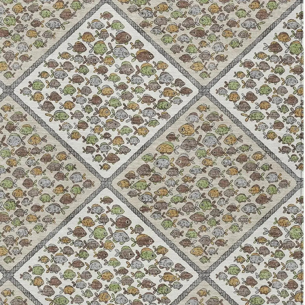 8' X 10' Ivory And Beige Abstract Washable Indoor Outdoor Area Rug Homeroots Outdoor