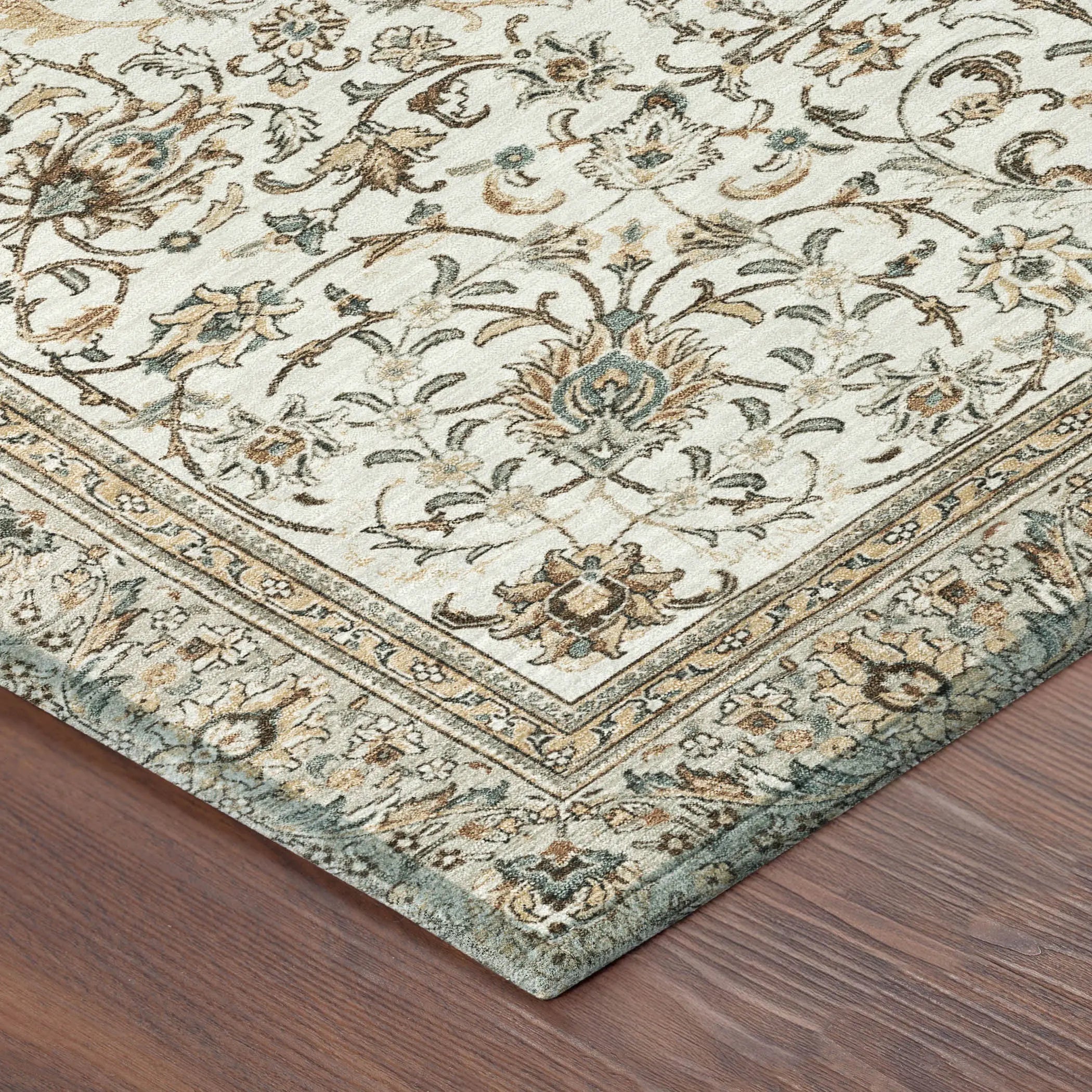 8' X 10' Ivory And Beige Botanical Leaves Washable Indoor Outdoor Area Rug Homeroots Outdoor