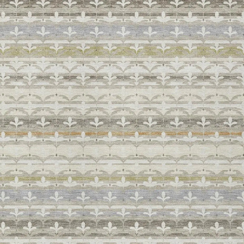 8' X 10' Ivory And Beige Damask Washable Indoor Outdoor Area Rug Homeroots Outdoor