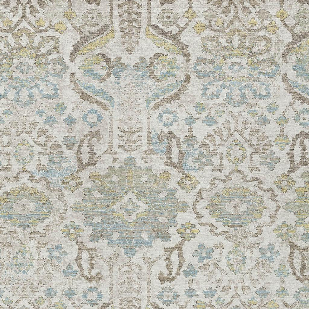 8' X 10' Ivory And Beige Damask Washable Indoor Outdoor Area Rug Homeroots Outdoor