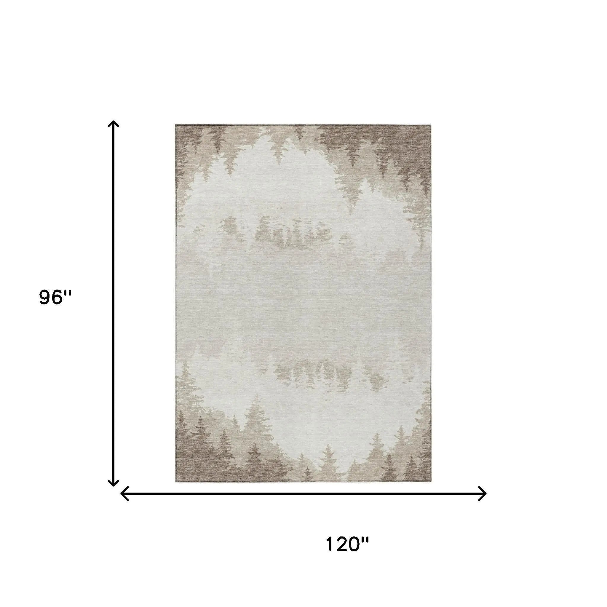 8' X 10' Ivory And Beige Floral Washable Indoor Outdoor Area Rug Homeroots Outdoor