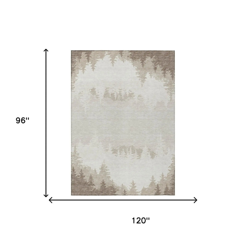 8' X 10' Ivory And Beige Floral Washable Indoor Outdoor Area Rug Homeroots Outdoor