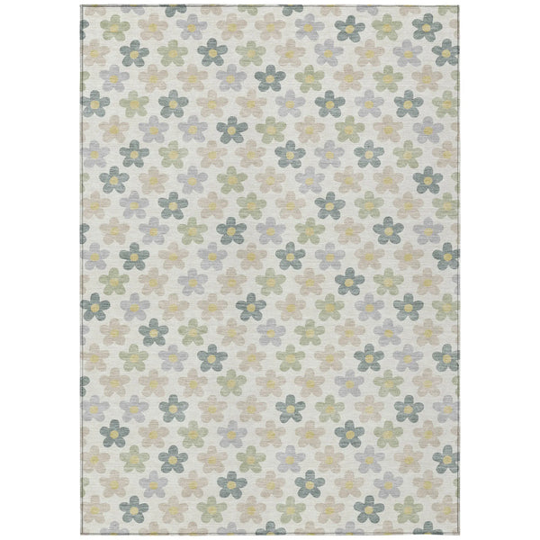 8' X 10' Ivory And Beige Floral Washable Indoor Outdoor Area Rug Homeroots Outdoor