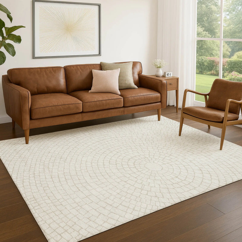 8' X 10' Ivory And Beige Geometric Washable Indoor Outdoor Area Rug Homeroots Outdoor