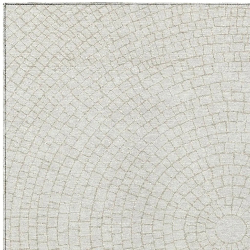8' X 10' Ivory And Beige Geometric Washable Indoor Outdoor Area Rug Homeroots Outdoor