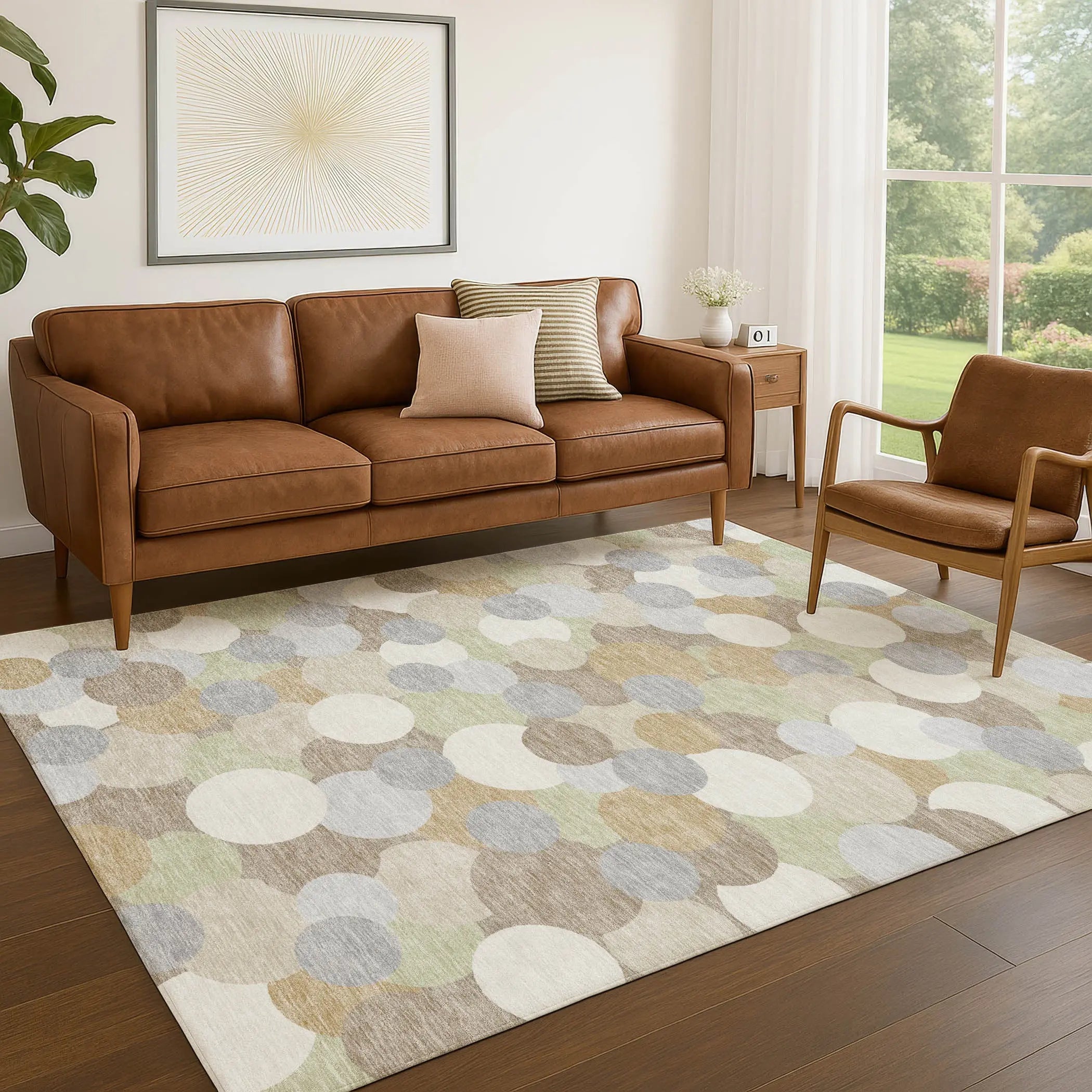 8' X 10' Ivory And Beige Geometric Washable Indoor Outdoor Area Rug Homeroots Outdoor