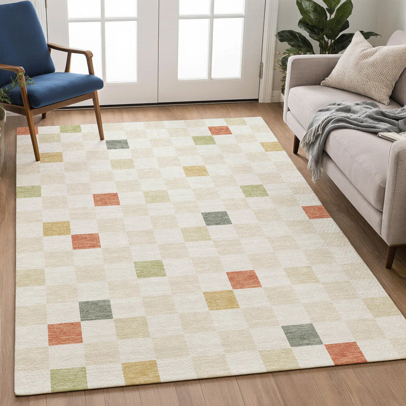 8' X 10' Ivory And Beige Geometric Washable Indoor Outdoor Area Rug Homeroots Outdoor