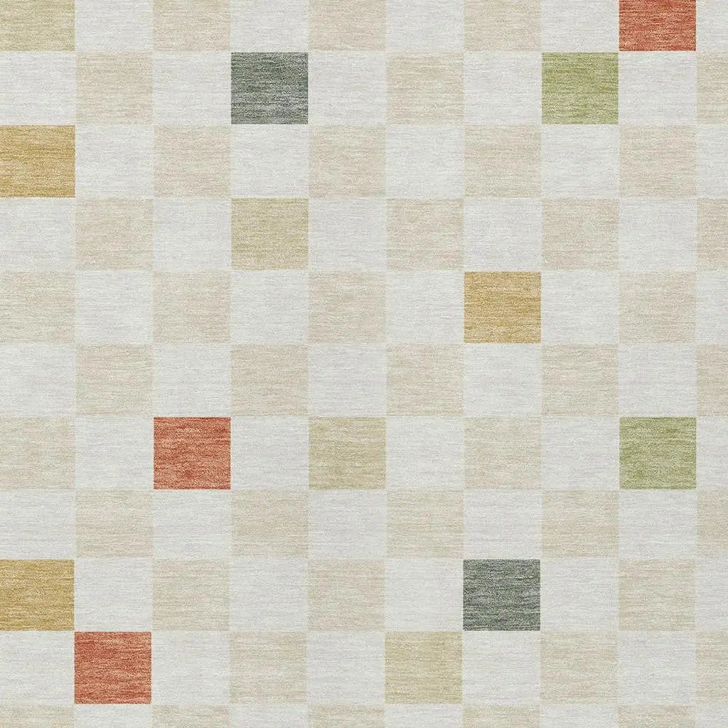 8' X 10' Ivory And Beige Geometric Washable Indoor Outdoor Area Rug Homeroots Outdoor