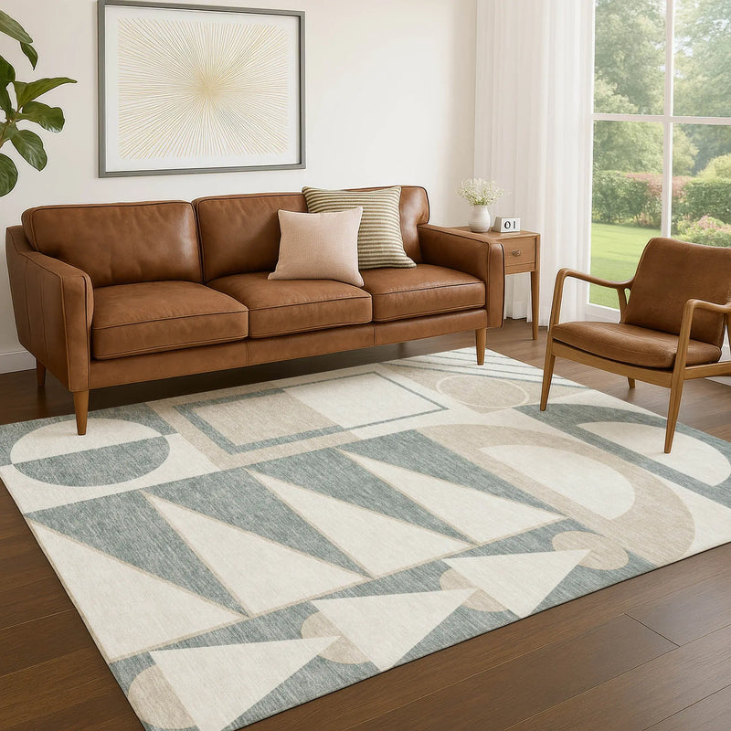 8' X 10' Ivory And Beige Geometric Washable Indoor Outdoor Area Rug Homeroots Outdoor