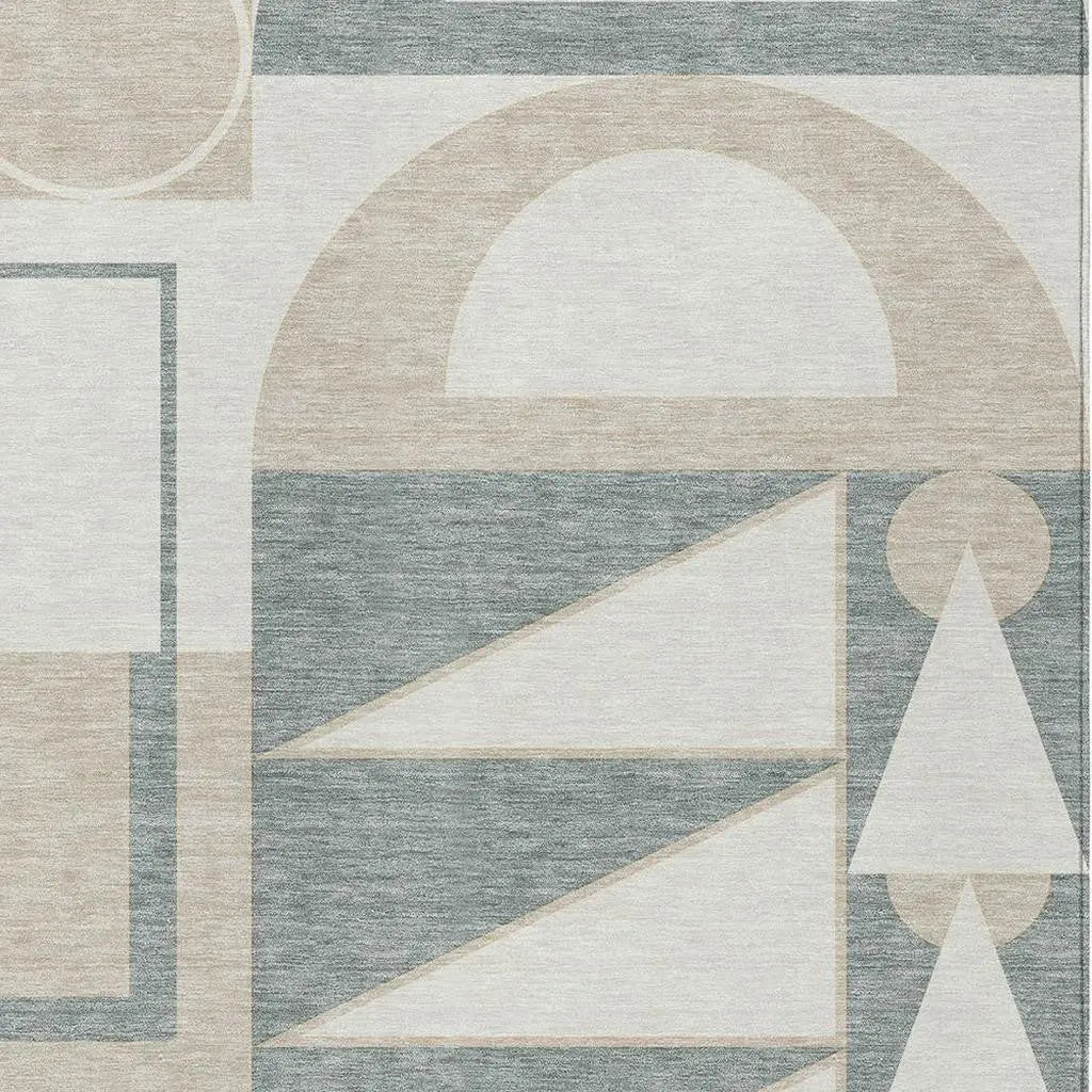 8' X 10' Ivory And Beige Geometric Washable Indoor Outdoor Area Rug Homeroots Outdoor