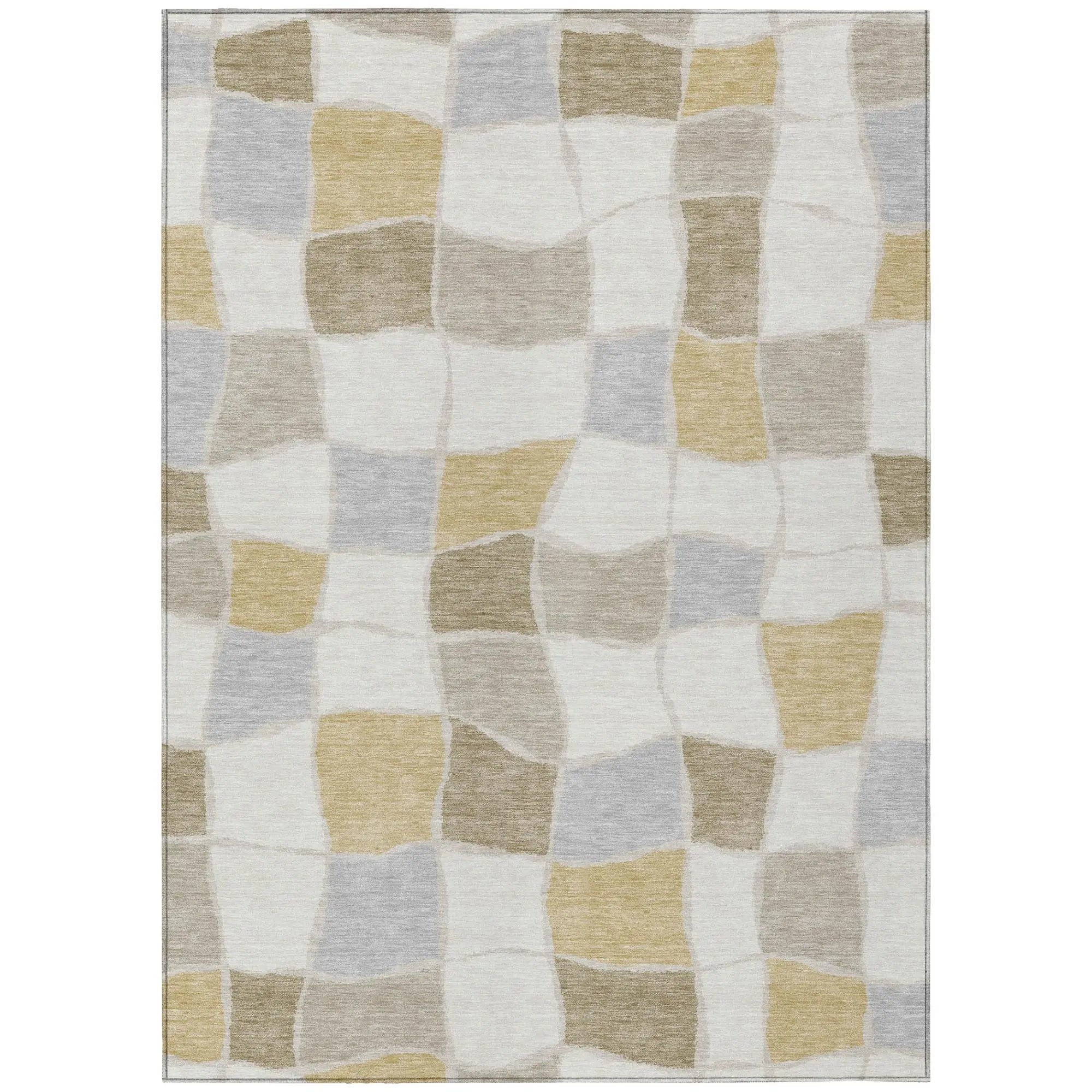 8' X 10' Ivory And Beige Geometric Washable Indoor Outdoor Area Rug Homeroots Outdoor