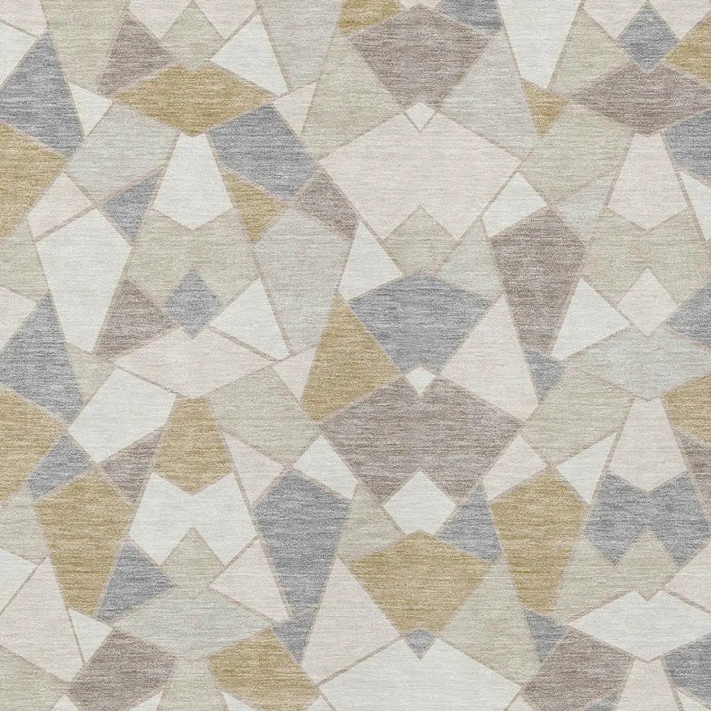 8' X 10' Ivory And Beige Geometric Washable Indoor Outdoor Area Rug Homeroots Outdoor