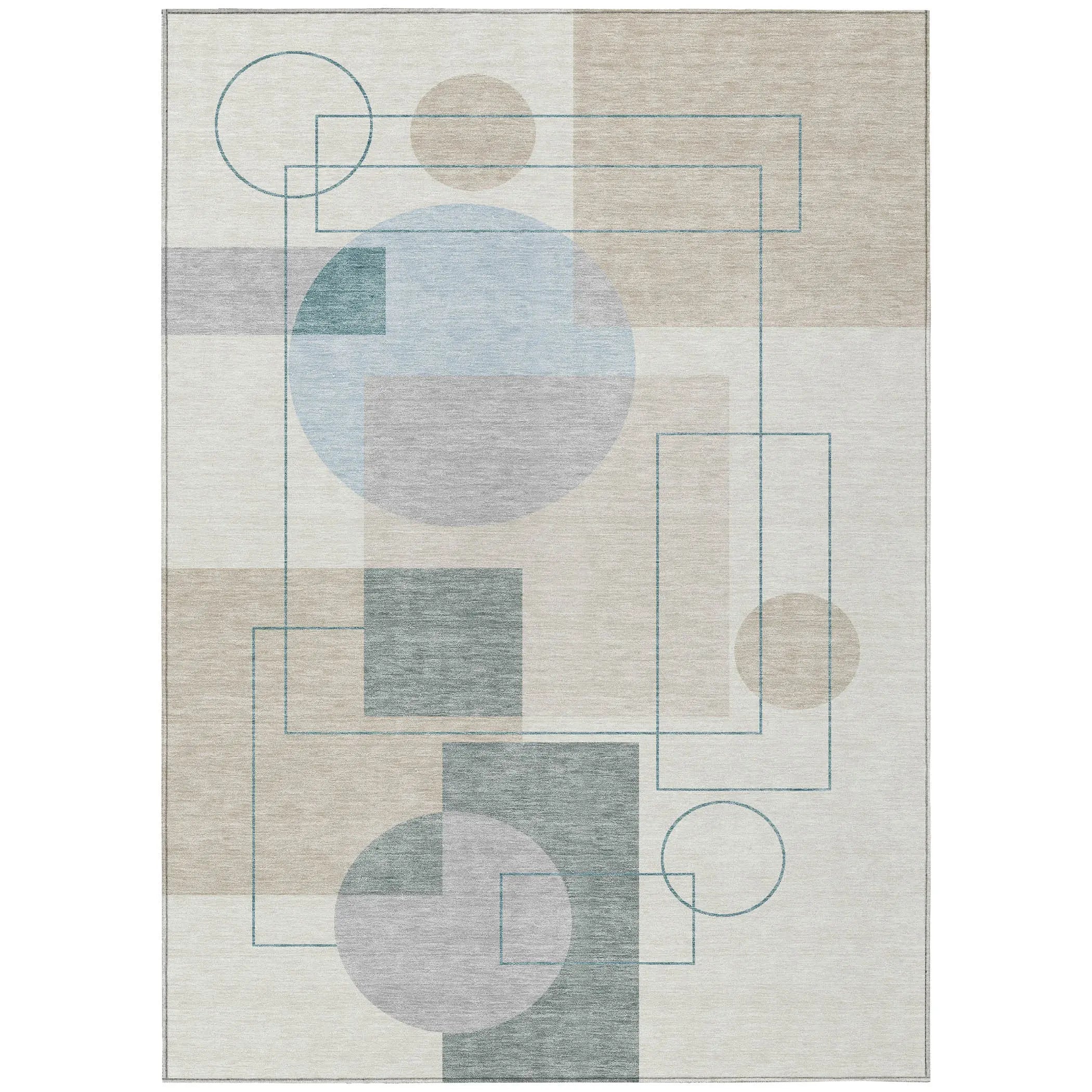 8' X 10' Ivory And Beige Geometric Washable Indoor Outdoor Area Rug Homeroots Outdoor