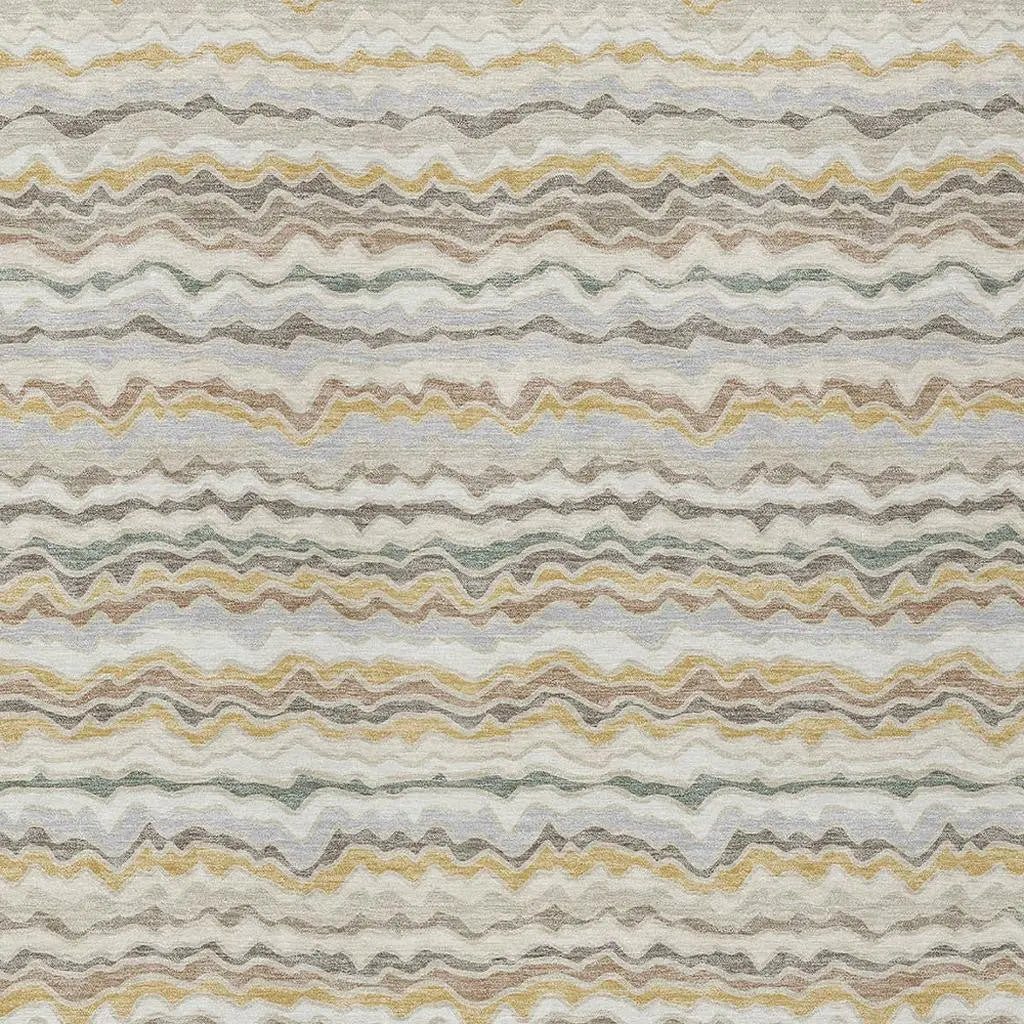 8' X 10' Ivory And Beige Striped Washable Indoor Outdoor Area Rug Homeroots Outdoor