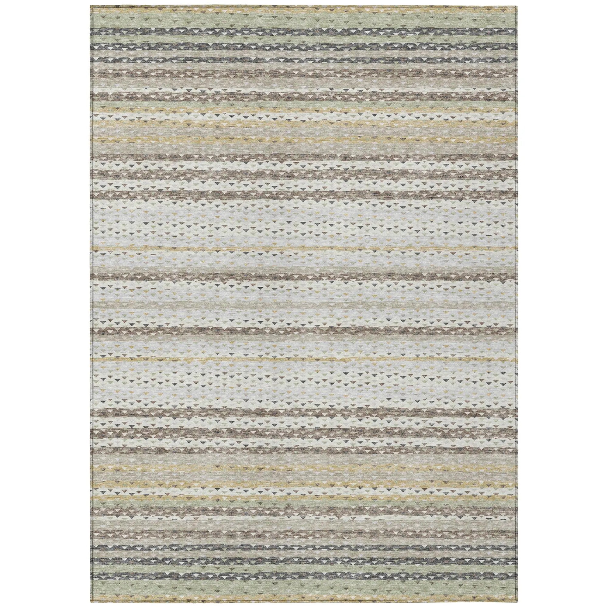 8' X 10' Ivory And Beige Striped Washable Indoor Outdoor Area Rug Homeroots Outdoor