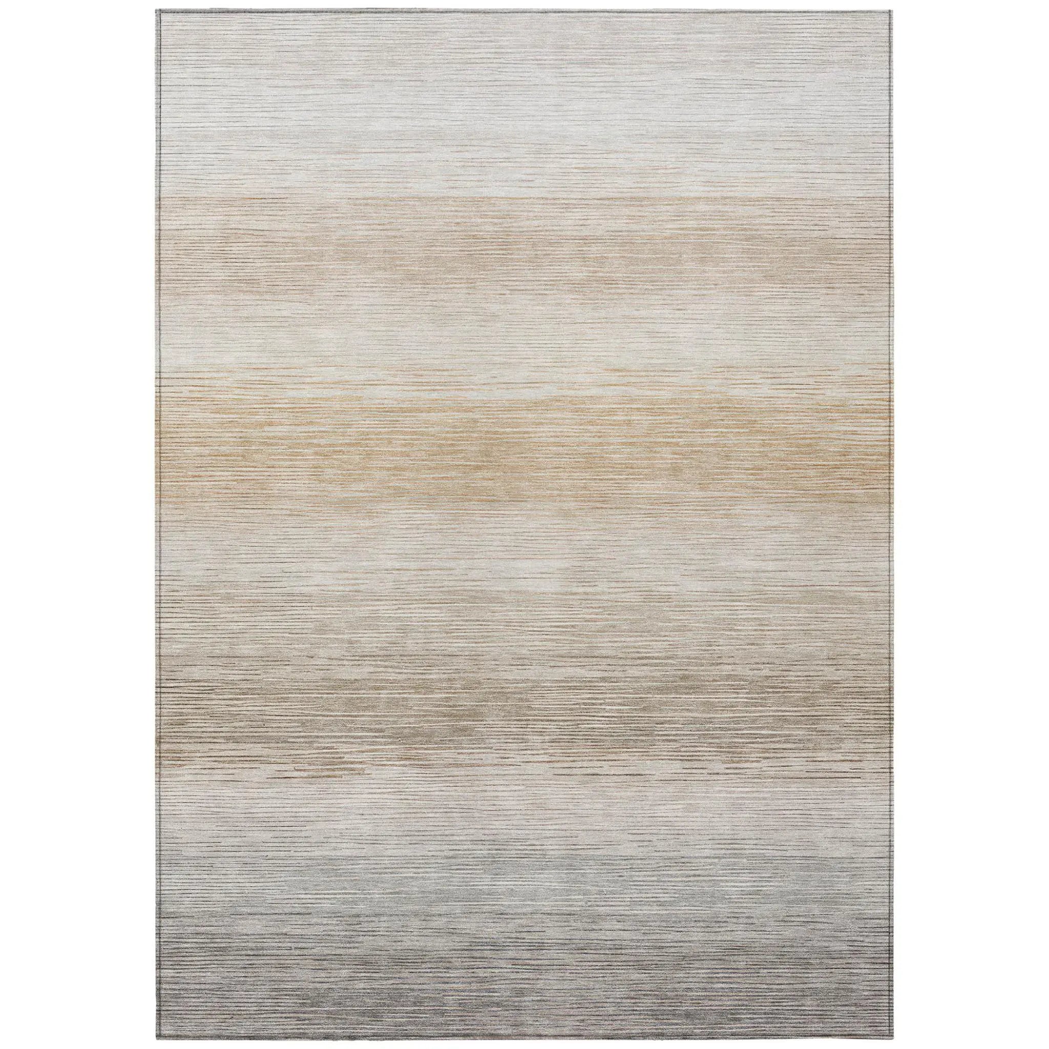 8' X 10' Ivory And Beige Striped Washable Indoor Outdoor Area Rug Homeroots Outdoor